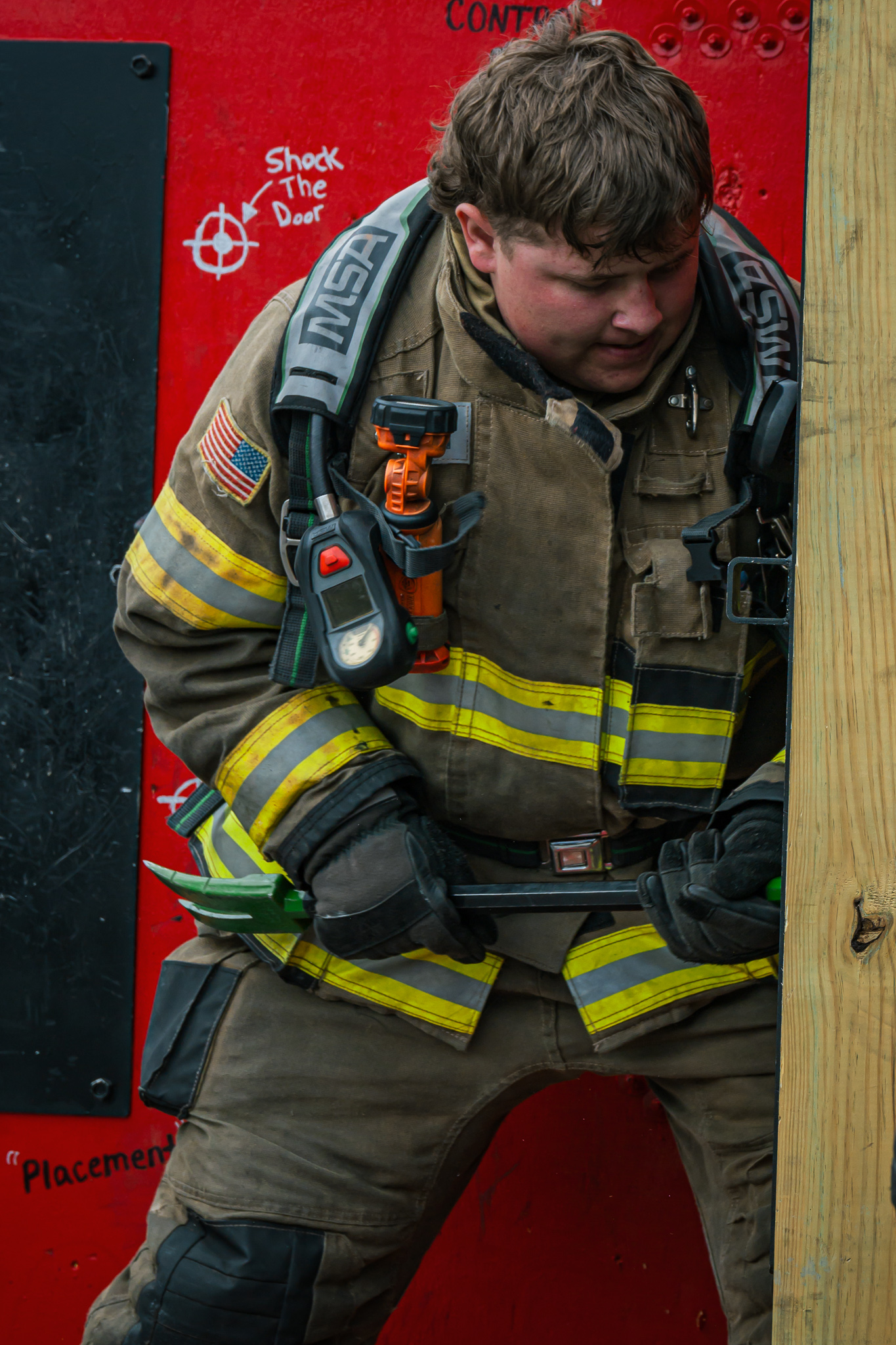 Halligan training on door prop