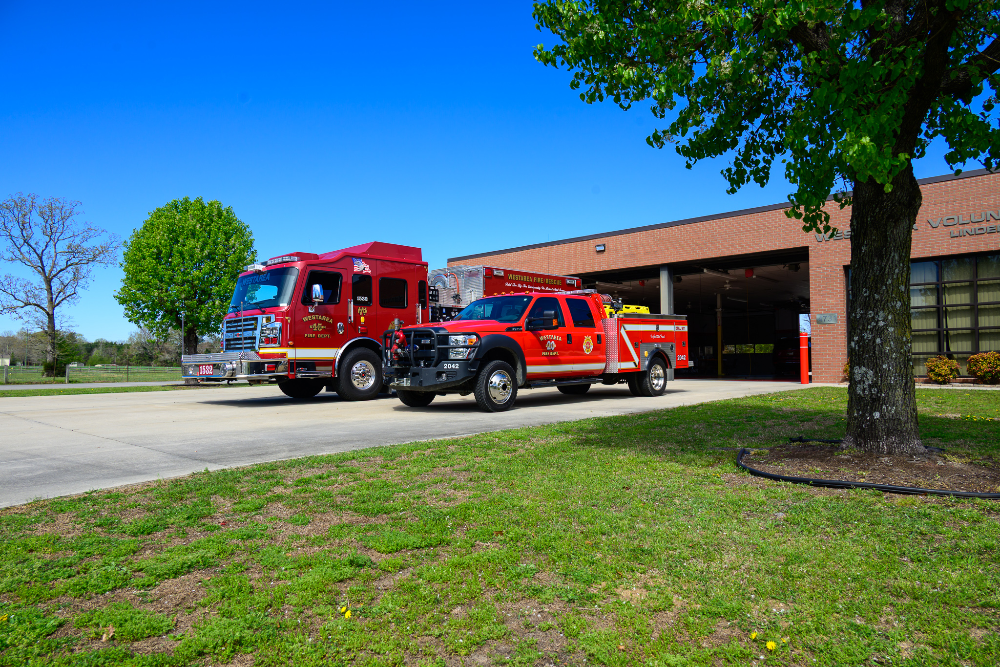 Fire apparatus lineup at station